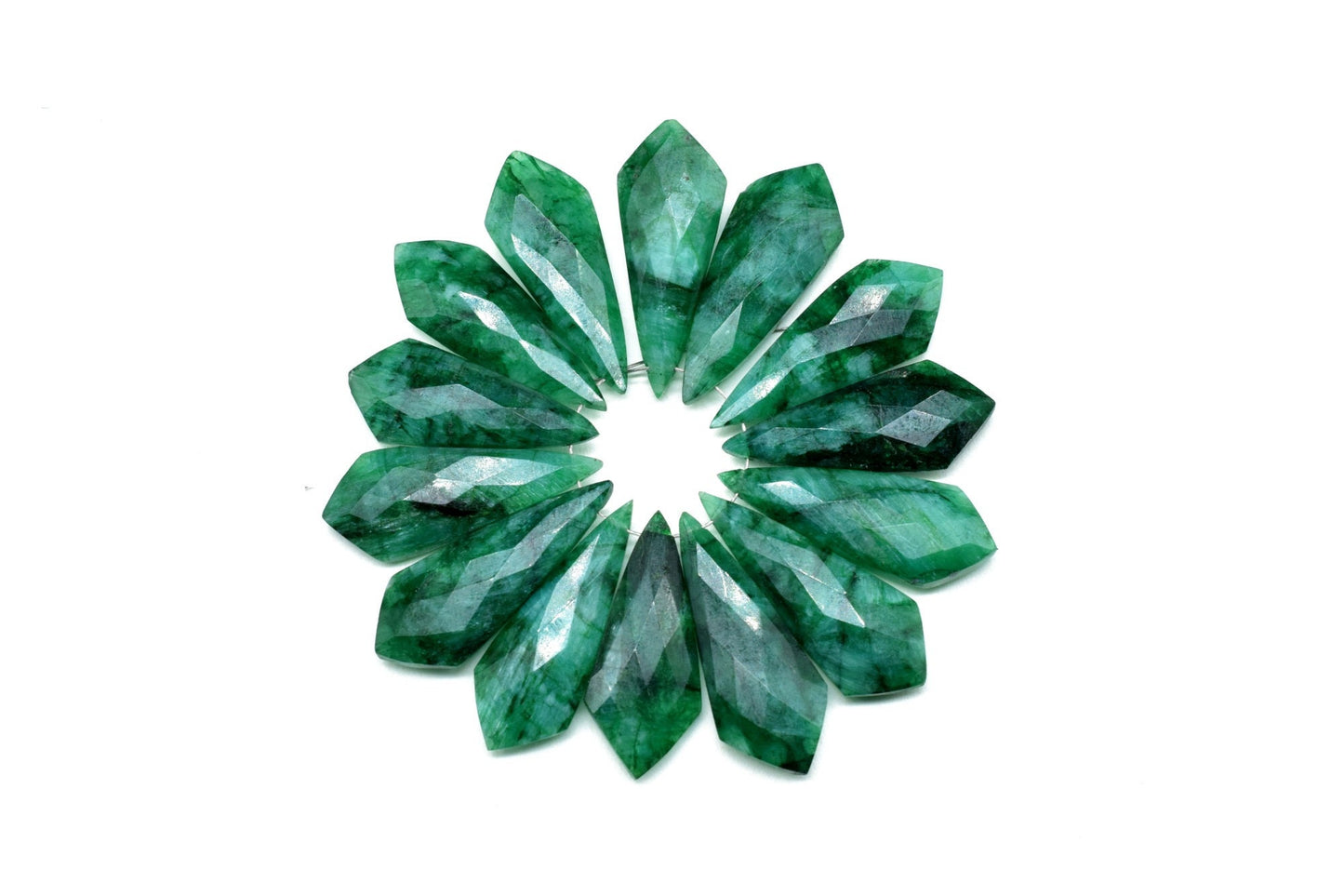 Emerald Faceted Pear Shape Briolettes,Emerald Long Pear Beads,12x27mm Fancy Briolettes,Gemstone Briolettes,Fancy Shape Briolettes,Emerald