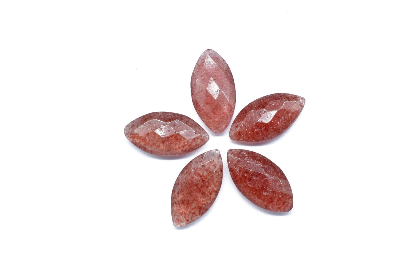 Pink Strawberry 10x20mm Marquise shape Faceted Hand Cut Gemstone Briolette,Marquise Shape Briolette - Loose Gemstone -,gemstone briolettes