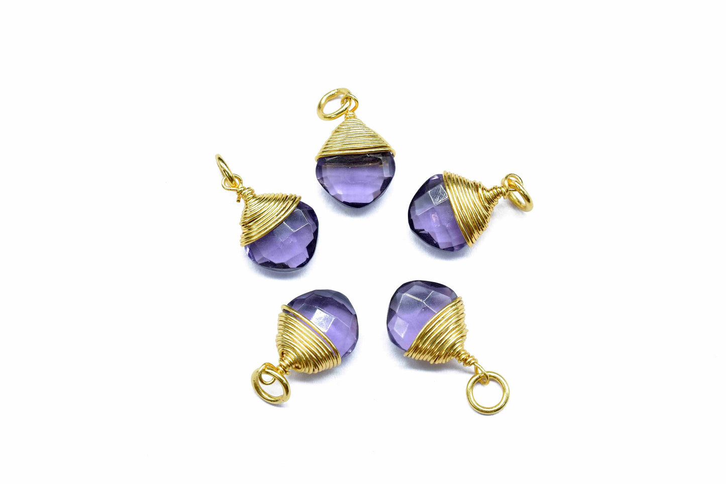 Amethyst Wire Wrapped Connectors, Purple Gemstone Pendant, Loop Connector, Wire Wrapped Necklace, 8mm Square Shape Pendant, Amethyst jewelry