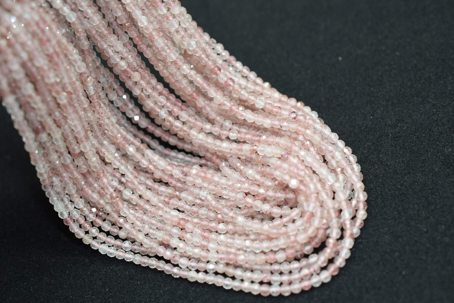 Strawberry quartz beads,3mm Tiny Gemstone Beads,Gemstone For Jewelry Making,pink color beads,Quartz beads,Strawberry beads,pink beads strand
