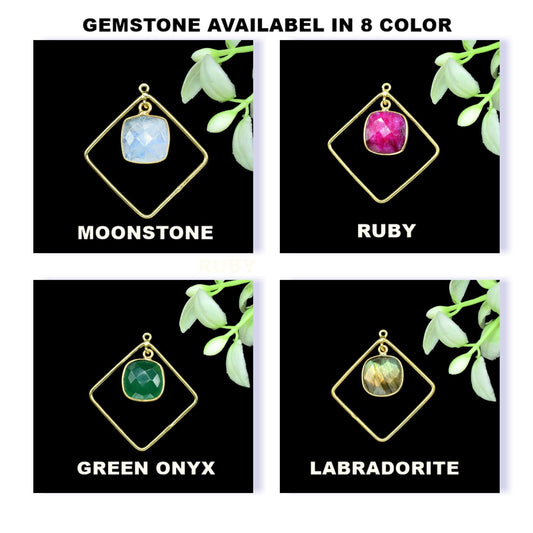 Square Bezel Pendant Connectors,Gemstone Craft Supply,Handmade Square Beads Jewelry,Components Earrings,Station Finding Link,Statement Gift