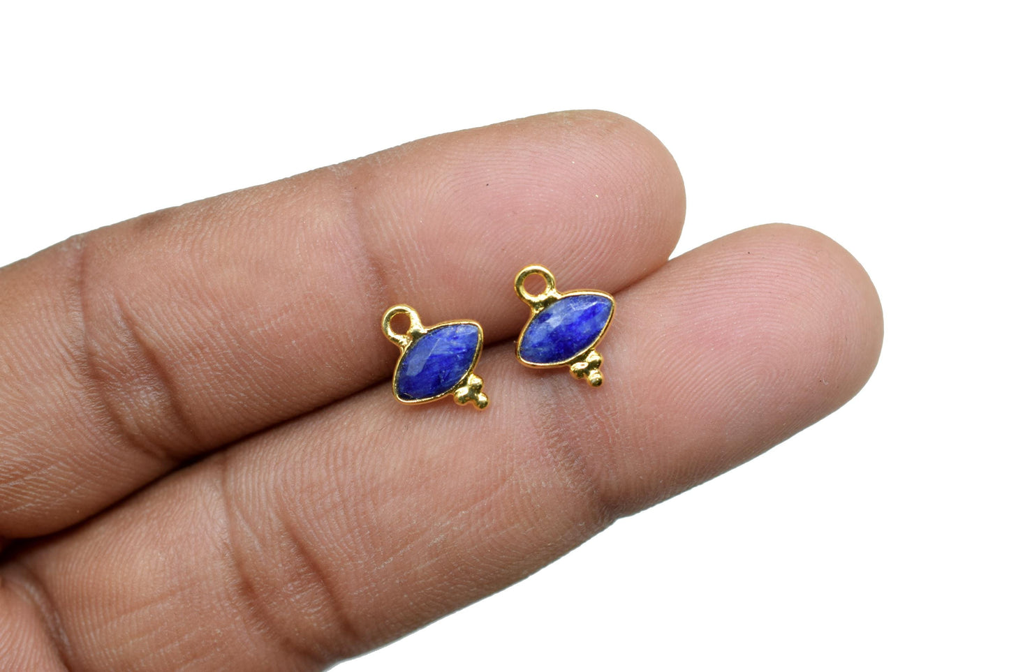 Gemstone Blue Sapphire Charms Pendant/Marquise Shape Pendant/Handmade Pendant/Tiny Pendant/Necklace Connector jewelry/Women Jewelry/Gift