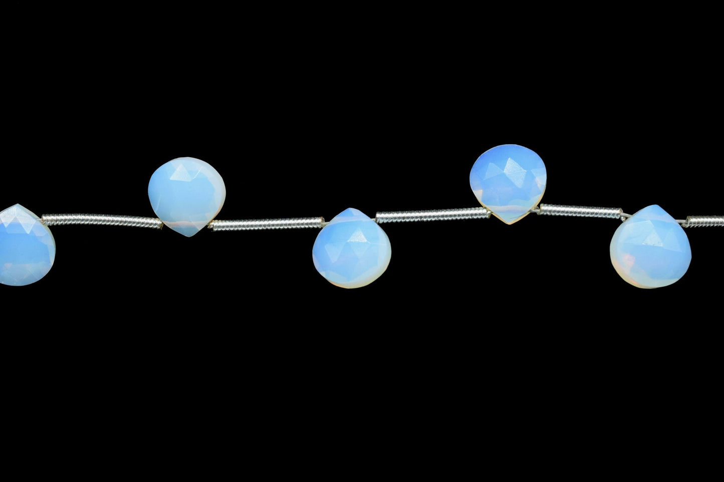 White Opal 8mm Heart shape Briolettes,White Opal briolettes for making jewelry,White Opal Briolettes,White Opal Heart briolettes strand,