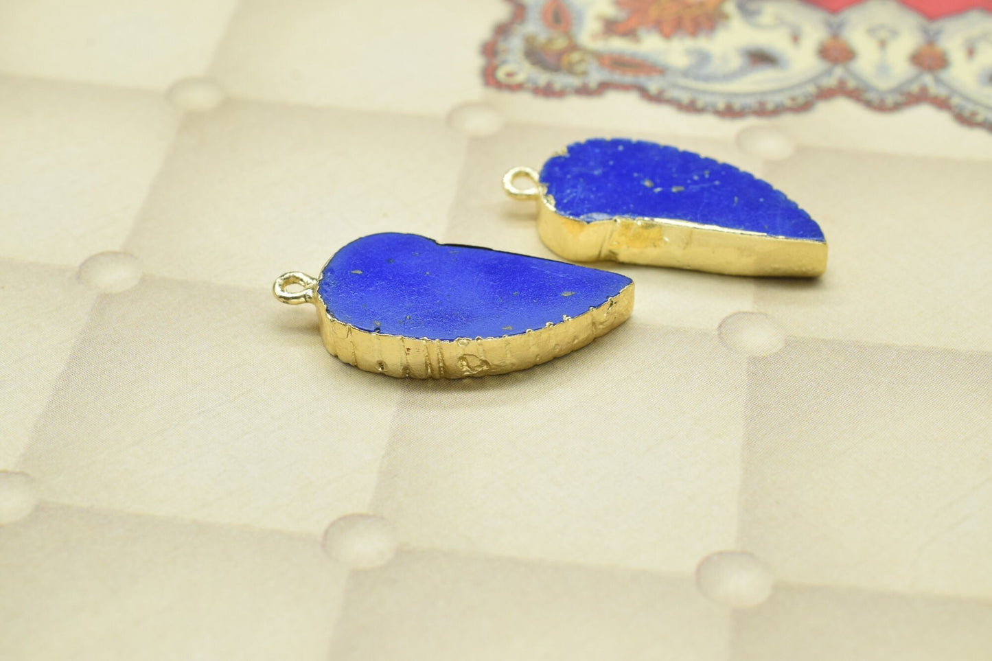 Lapis Lazuli Angel Wings Pendant,Handmade Pendant,Wing Pendants Charms Necklace,Single Bail Connector,Gemstone Leaf Earring Connector,Gift