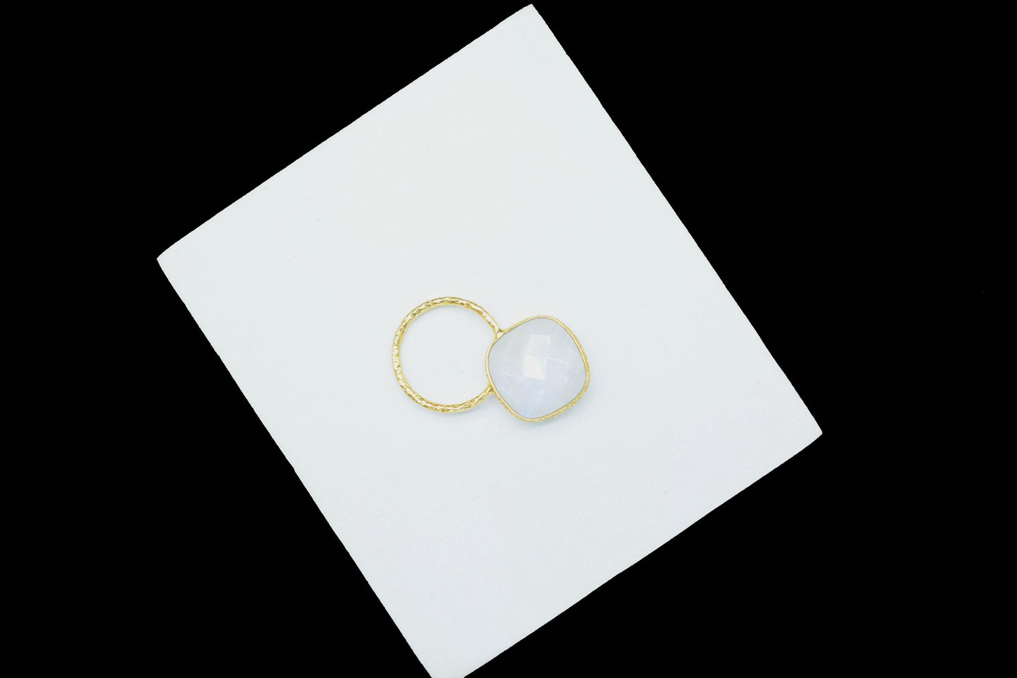 Moonstone Pendant/Gemstone Component/Pendant Charm/Necklace Pendant/Cushion Shape Charm/Wholesale Supply/Gold Plated Jewellery/Gift