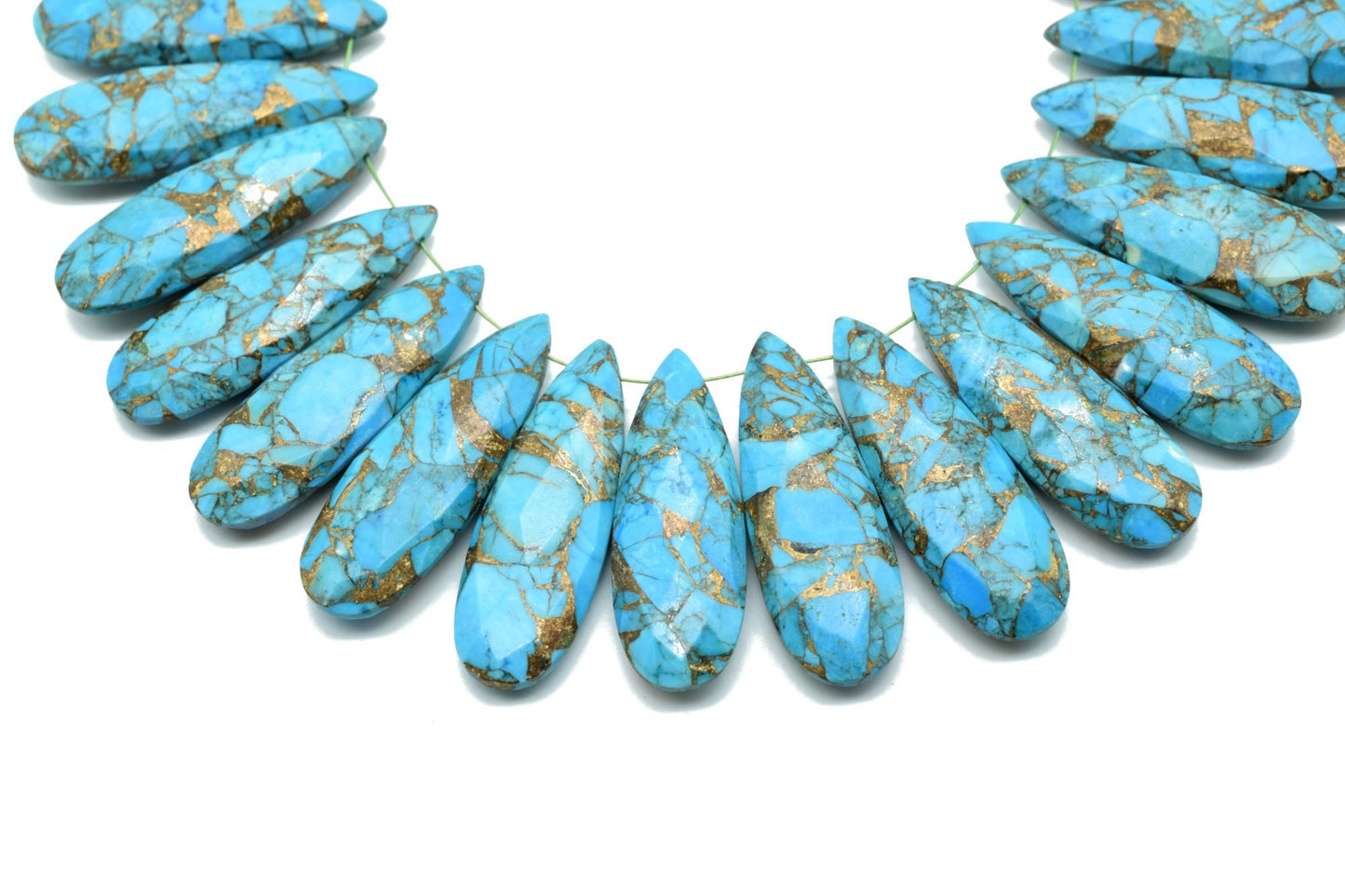 Copper Turquoise Long drop 10x30mm Briolettes,sky copper turquoise briolettes,Blue Copper Turquoise briolettes,Matching Pair Briolettes