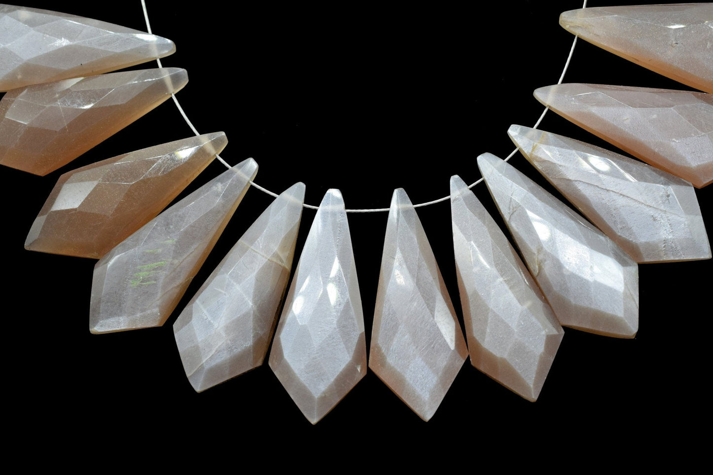 Peach Moonstone 9x27mm Faceted Briolettes,Peach Moonstone Beads,Semi-Precious Gemstones Beads,Calibrated Beads, Peach Moonstone gemstones