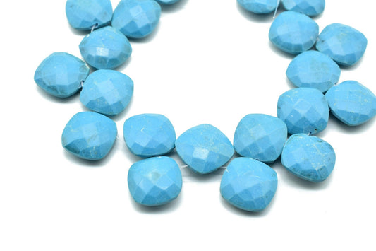 Blue Turquoise 14mm Cushion shape Briolettes,Turquoise Beads for making jewelry,Sky blue Turquoise Briolettes,Turquoise Cushion briolettes