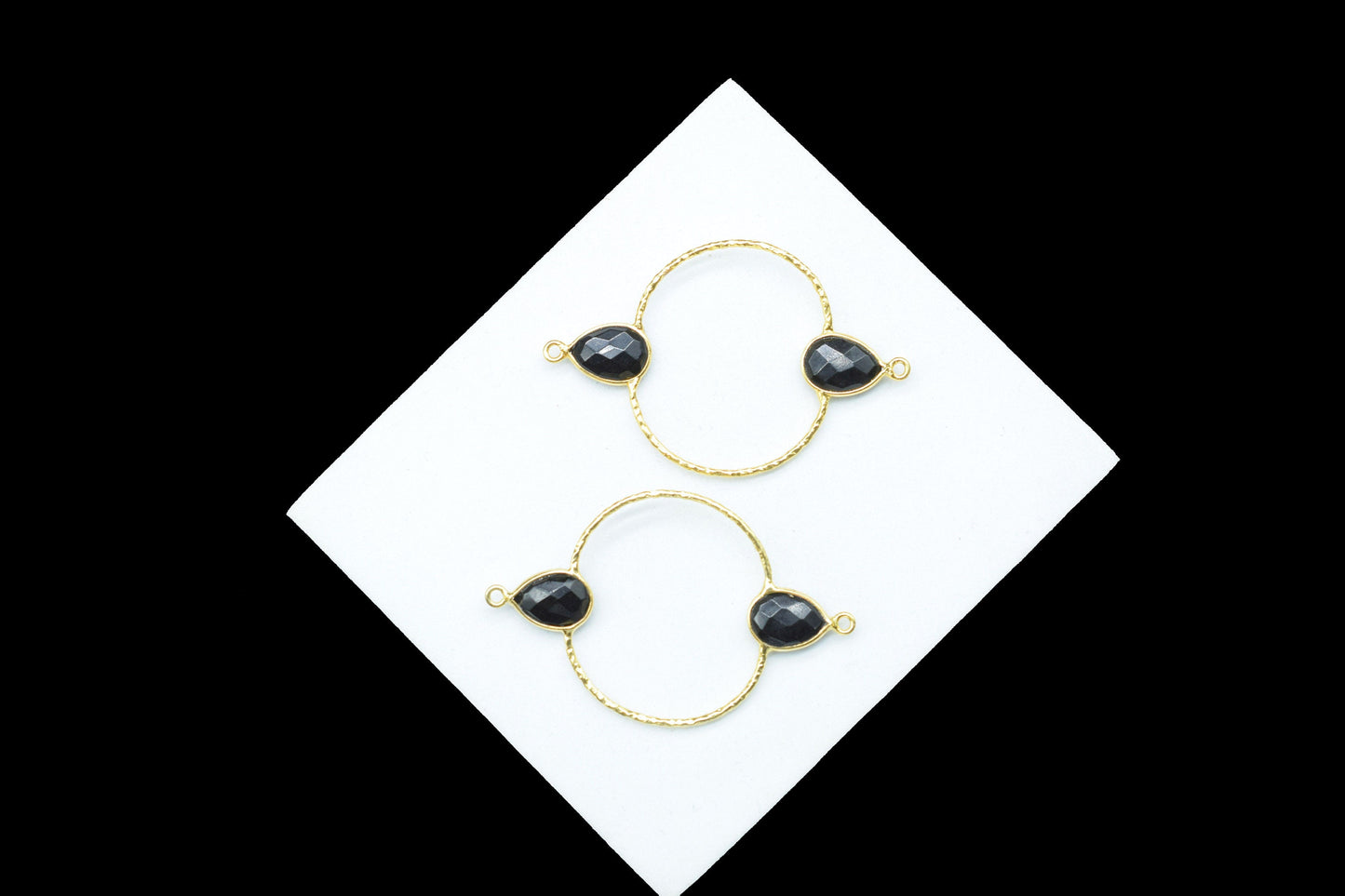 Black Onyx Double Bail Bezel Connector,Emerald jewellery,DIY Connector,Gemstone Jewelry Components,Gemstone Bezel Charms,Gold Plated Bezel