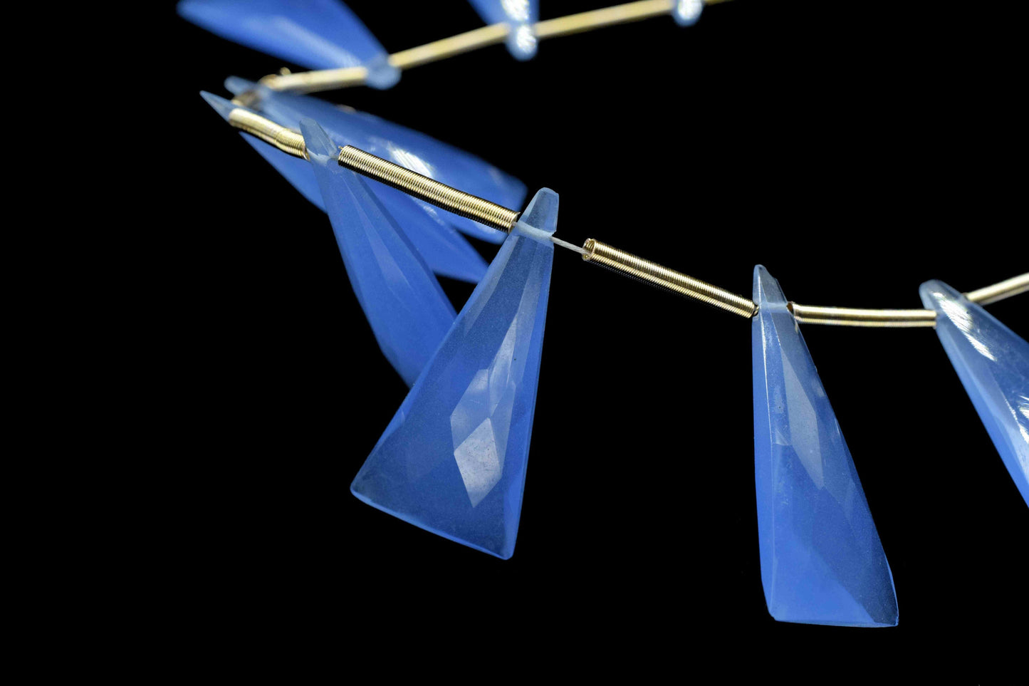 Blue Chalcedony Triangle Faceted Briolettes, Blue Quartz 12x25mm Briolette, Loose Gemstone Briolette, Blue Stone Jewelry Supplies, Briolette