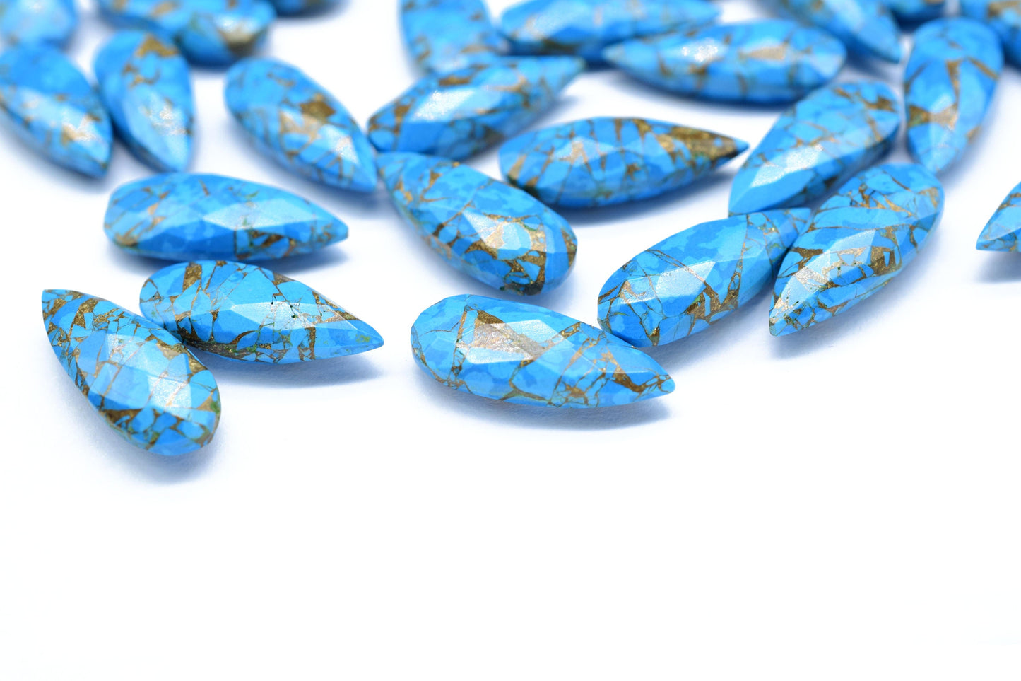 Blue Copper Turquoise 8X20mm Faceted Teardrop Beads,Turquoise Gemstone Briolettes,Turquoise Long  Faceted Pear Beads,Turquoise jewelry Beads