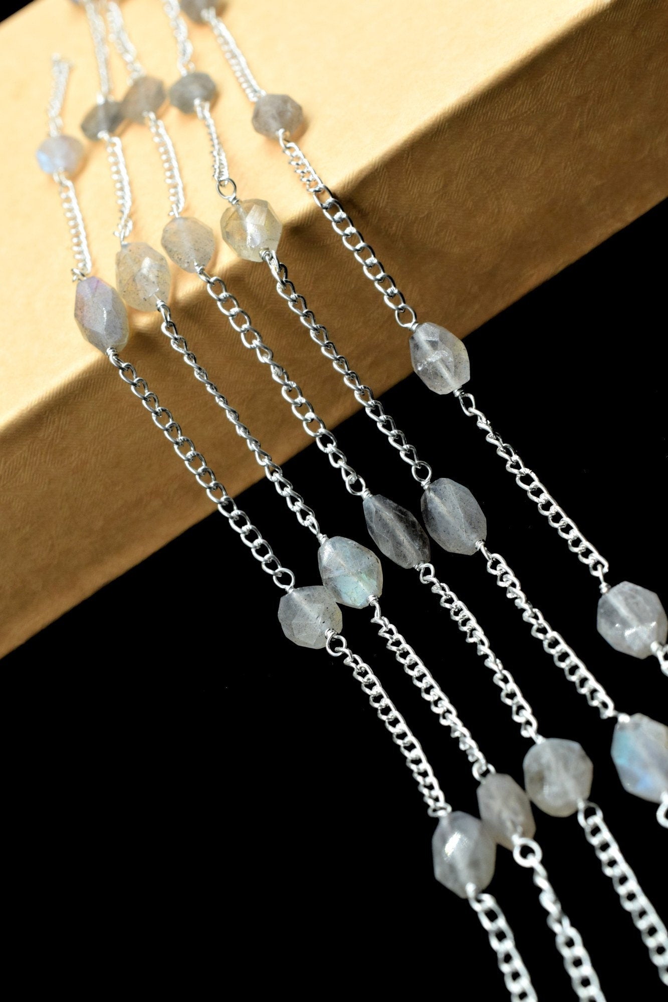 Labradorite Oval Shape Rosary Chain,Labradorite Beads Rosary,Jewelry Making Rosary,Labradorite Chain Rosary,Labradorite Briolettes Rosary,