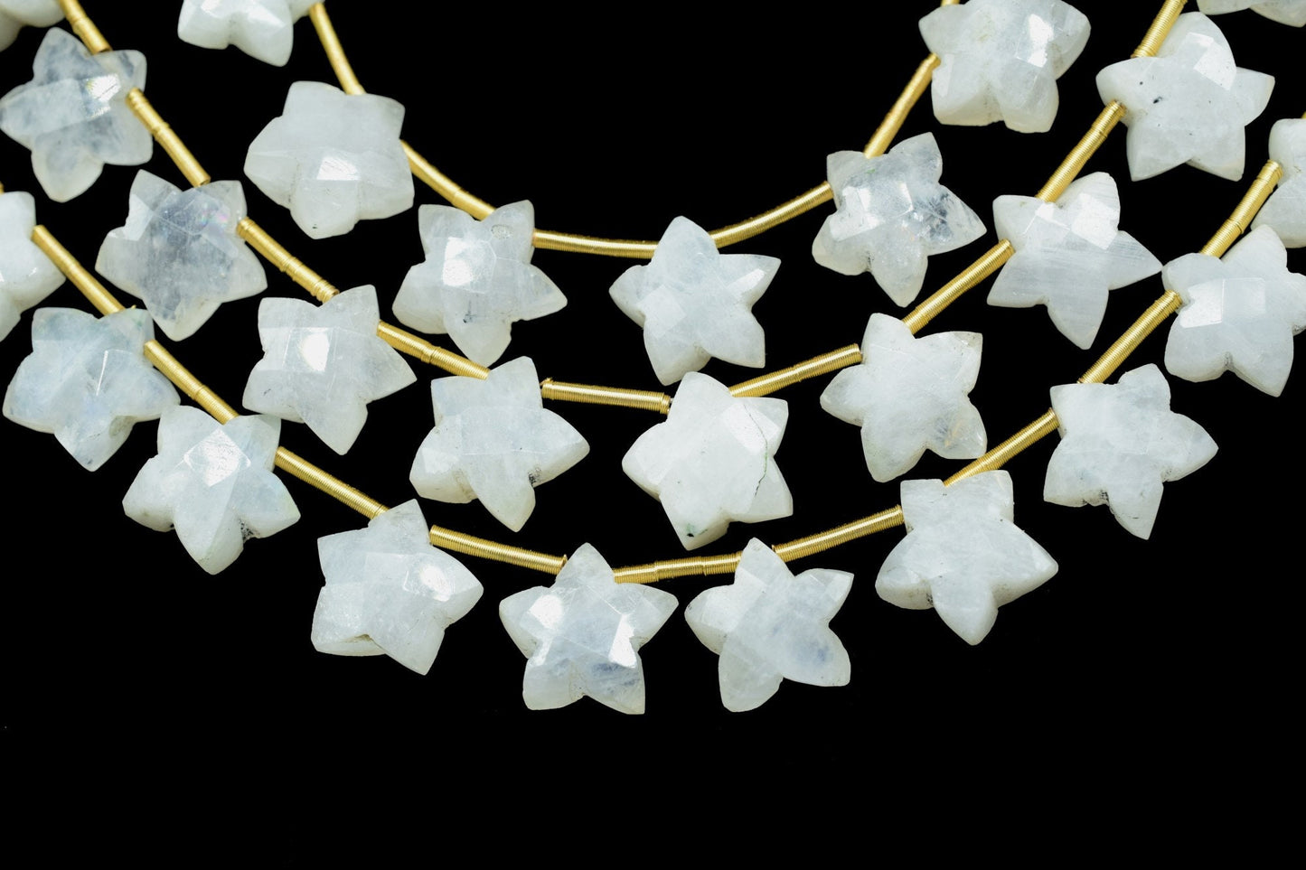 Moonstone Star Shape Briolette,Rainbow Moonstone Faceted Briolette,Sold By Strand,Beautiful Blue Flashy Briolette,Amazing Garland Star Shape