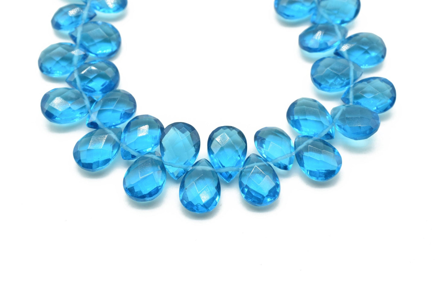 London Blue topaz Teardrop 7x10mm Briolettes,Natural Gemstone Teardrop Briolettes,Super fine Blue topaz briolettes,jewelry making briolettes