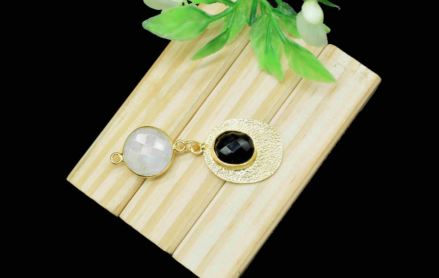 Moonstone  Pendant Charms , Black Onyx  Dangle Earring Component , Multi Gemstone Dangle Earring , Component Jewelry , B'day Gift