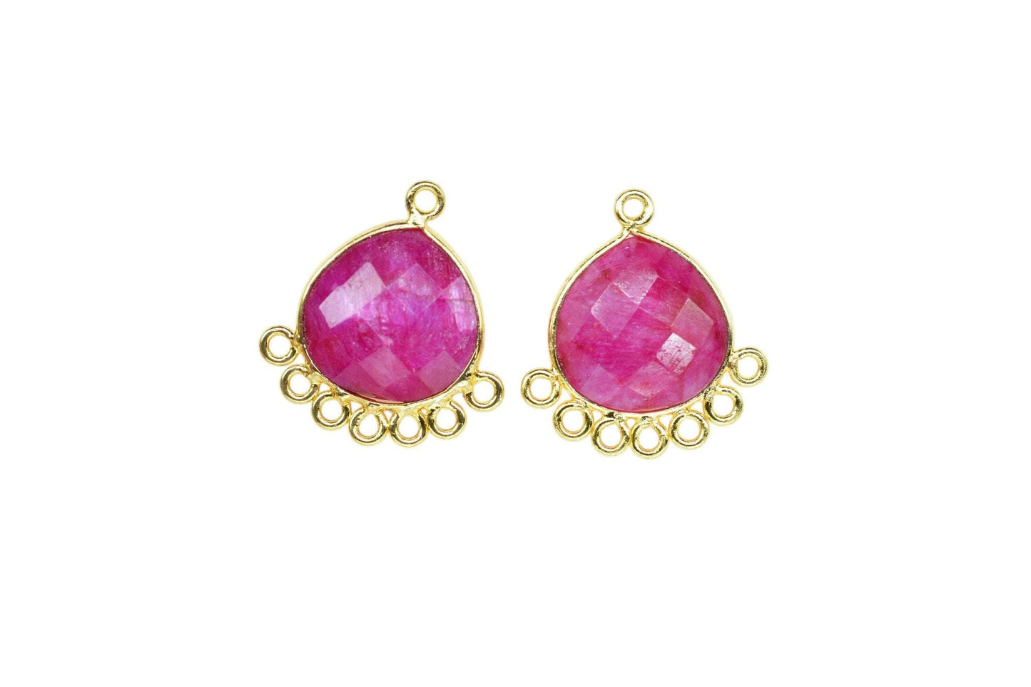 Natural Ruby 14mm Heart Bezel Charm/Charms Connector/Handmade Jewellery Connectors/Gemstone Brass Component/Women Jewelry/B'day Gift