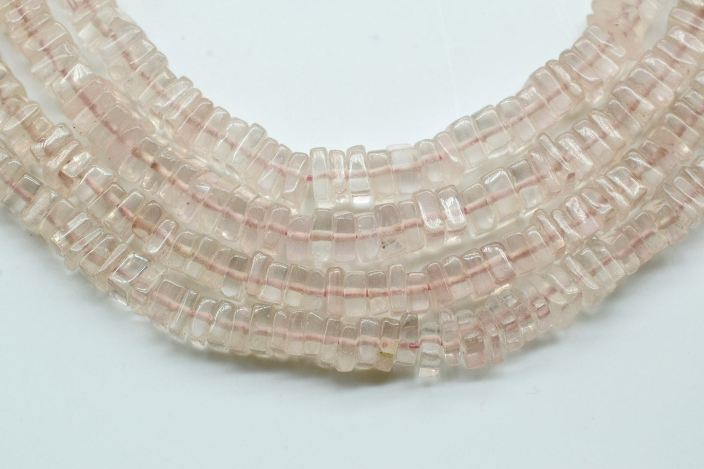 Pink Chalcedony Heishi Shape Beads Size 4-6MM 16 inch strand Approx,Heishi Square Bead,Jewelry Making Crafts,Beads For Bracelets,Rose Quartz