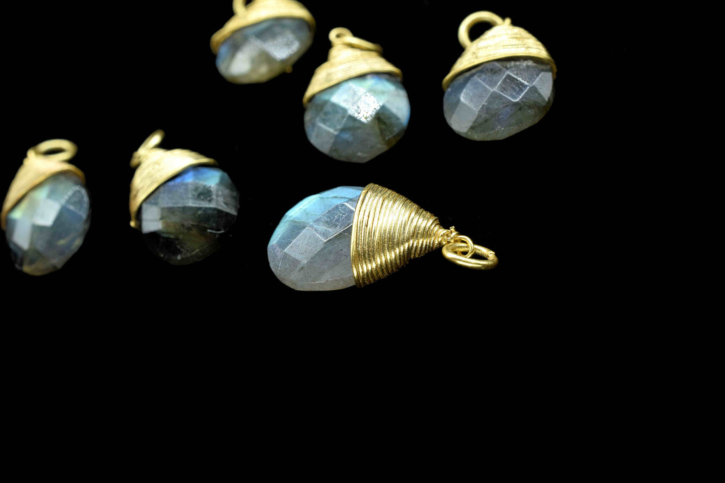 Labradorite Teardrop Faceted Connector,Gemstone Wire Wrapped Pendant,Loop jewelry,Pendant Jewelry,Wire Wrapped Necklace,Labradorite Jewelry