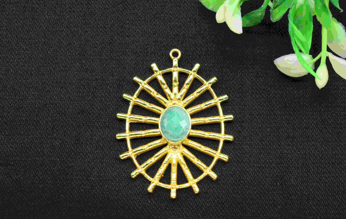 Amazonite Gemstone Component Single Bail Charm,Amazonite Connector Pendant,Finding Gold Plated Connectors,Pendant Jewelry, Earring Component