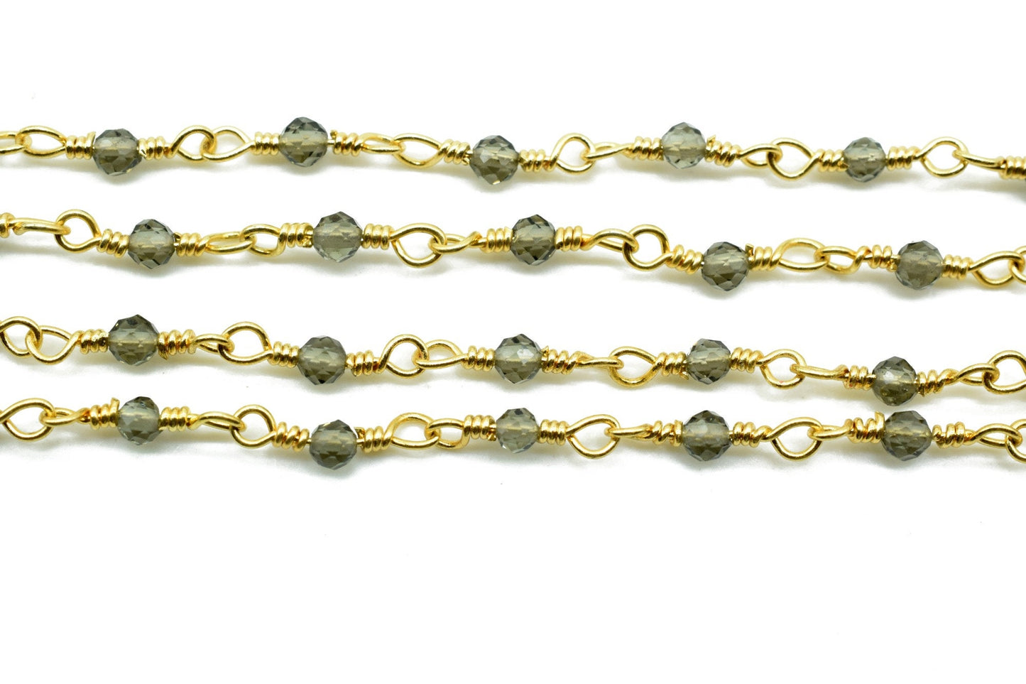 Cat's Eye 2mm Rosary Beaded Chain,Cat's Eye Faceted Bead Wire Wrapped Chain,Brass chain,Jewelry Making Chains,Cat's Eye Beaded Chain Jewelry