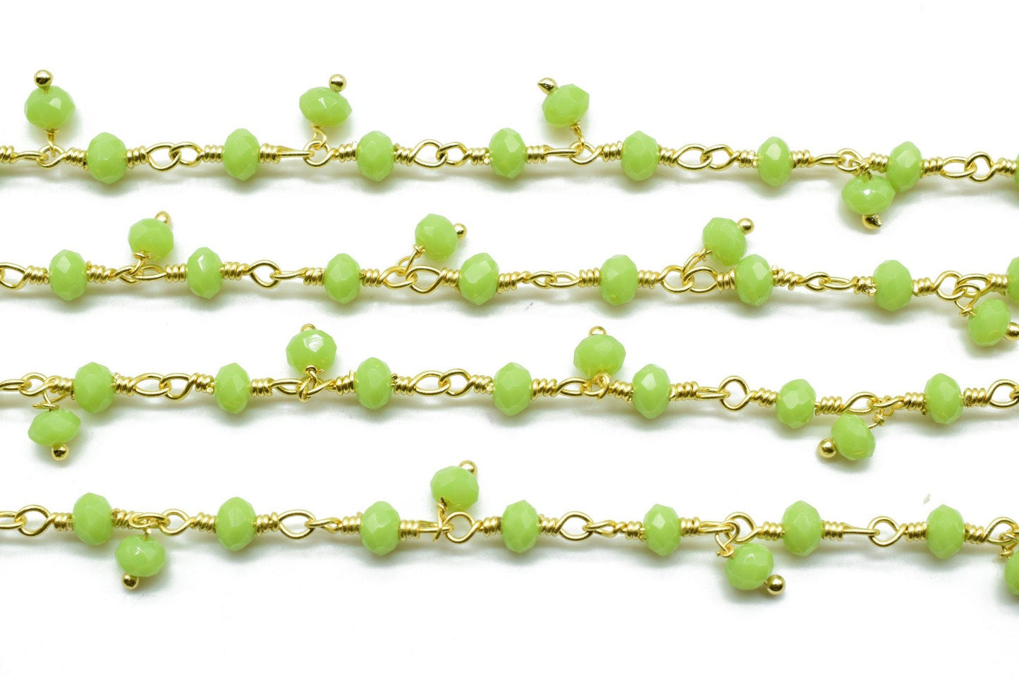 Chrysoprase 3mm cluster Beaded Chain,Chrysoprase Wire Wrapped Chain,Chrysoprase Brass chains,Jewelry Making Chain,Chrysoprase rosary chain,