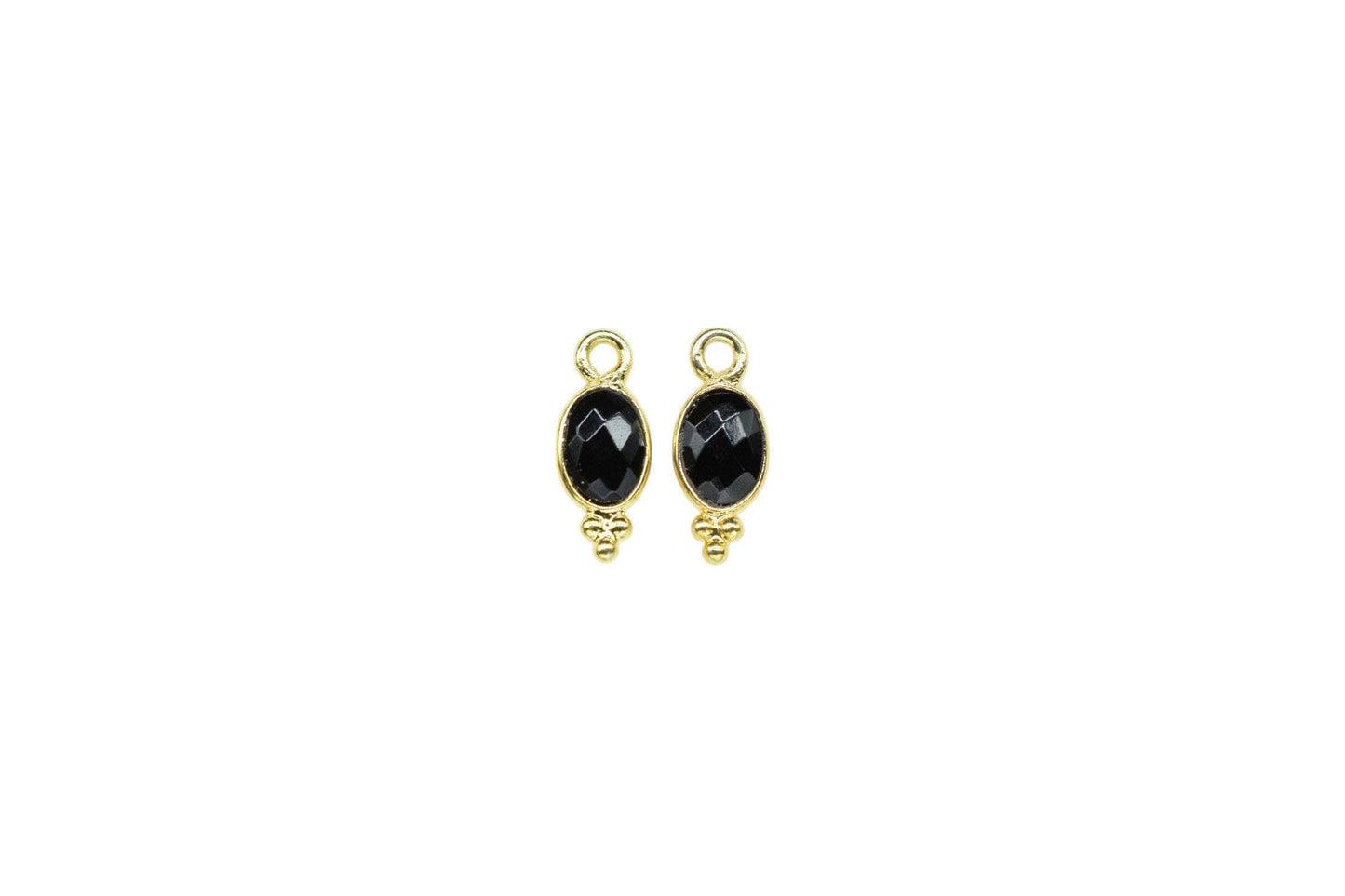 Black Onyx Charms Connector/Handmade Jewelry/Gold Plated Connector/Tiny Pendant/Black Onyx Pendant/Oval Shape Connector/Gemstone Charms/Gift