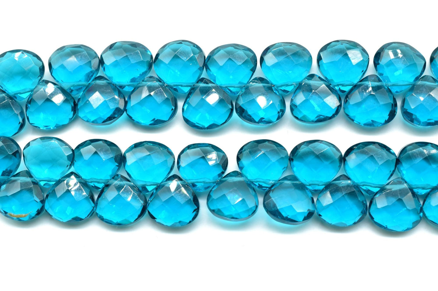 Apatite Peacock Quartz Briolettes,Peacock Blue Quartz Faceted Beads,10mm heart shape strand,Teal Blue faceted beads,jewelry making supplies