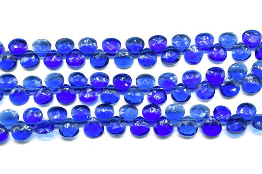 Blue Sapphire Quartz ,6mm Heart Faceted Beads,Heart Shape Briolettes,Loose Gemstone Beads,AAA Quality,jewelry making Craft,Handmade,Gift