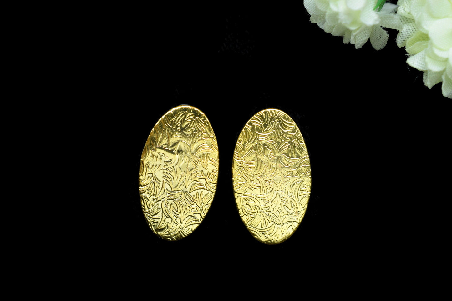 Gold plated brass earring post,Oval shape earring connector,Texture Brass Earring charms,Earring findings jewelry,Brass Jewellery,B'Gift