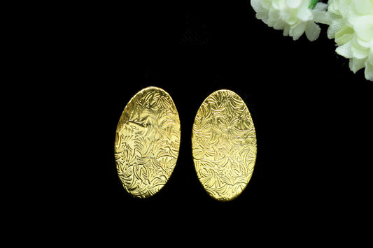 Gold plated brass earring post,Oval shape earring connector,Texture Brass Earring charms,Earring findings jewelry,Brass Jewellery,B'Gift