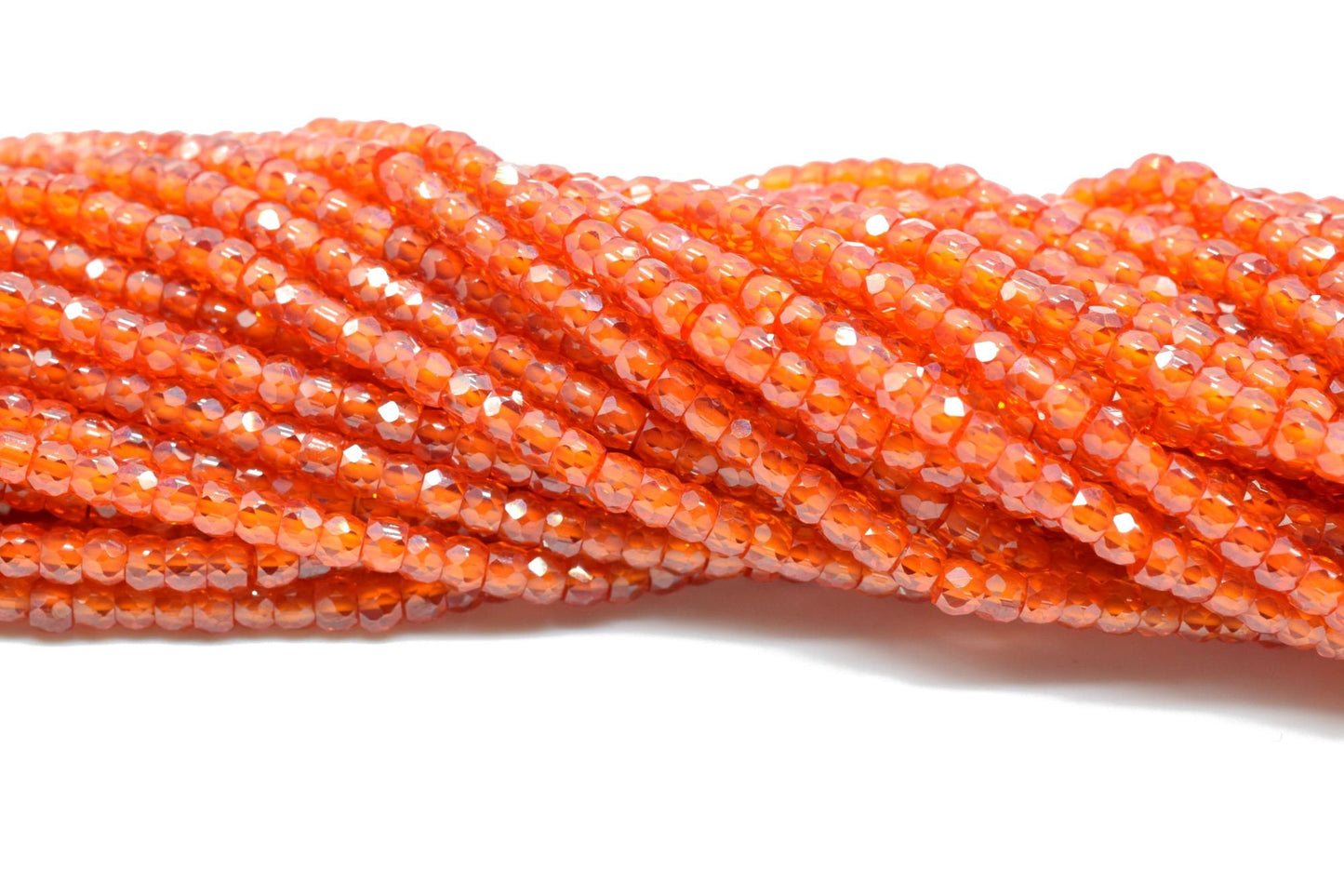 Carnelian 3mm Faceted Rondelle Beads, Natural Micro Carnelian Cubic Zircon Faceted Rondelle Beads/Carnelian Cubic Zirconia Gemstone Beads