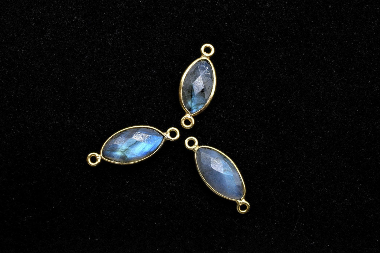 Labradorite 8x16mm marquise shape double bail charm,Labradorite marquise Connector Pendant,Bezel Link Double Bail Connector,Labradorite