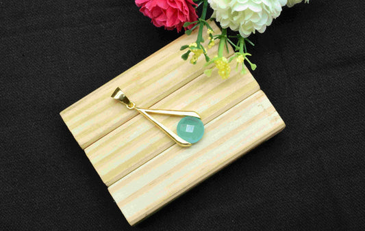Aqua Chalcedony Component , Single Bail Charm , Aqua Chalcedony  Connector Pendant , Gold Plated Connectors , Women Jewelry ,Bridesmaid Gift