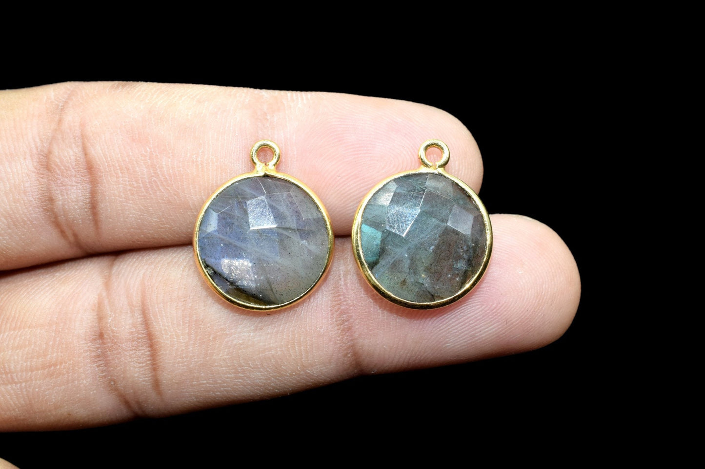 Labradorite 14mm Round Charm,Labradorite Pendant,Teardrop Pendant,Faceted Labradorite,Gemstone Charm,Gemstone Pendant,Labradorite Charms