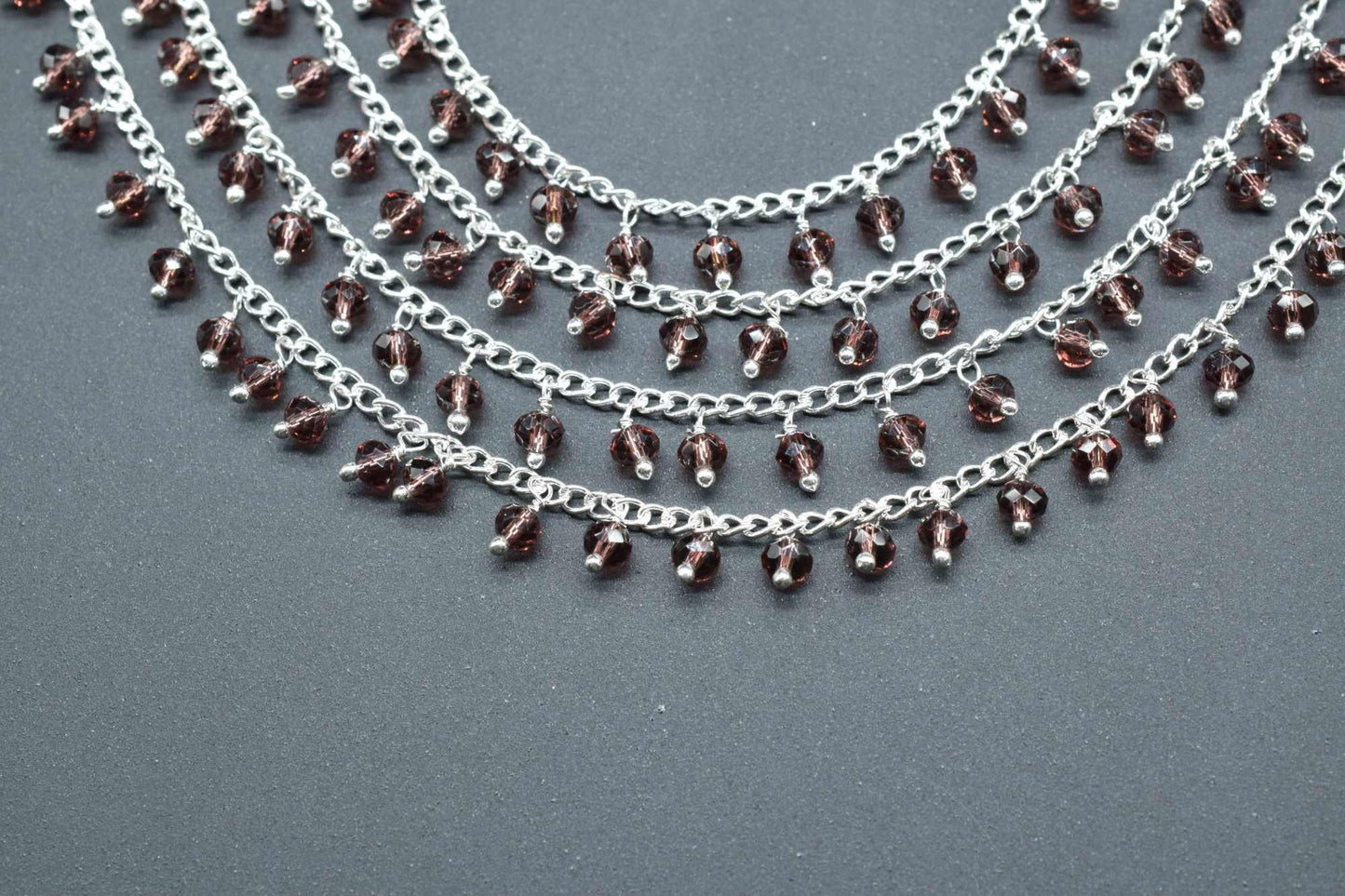 Rhodolite Garnet Rosary Chain,Garnet Cluster Rosary,Wire Wrapped Rosary Chain,Gemsatone Bulk Rosary Roll,Jewelry Making Chain,Garnet Beads
