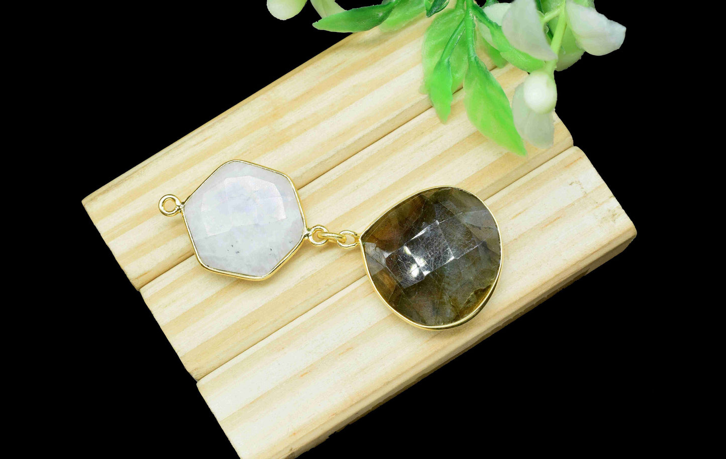 Moonstone  Pendant Charms , Labradorite Earring Component , Multi Gemstone Dangle Earring , Component Jewelry , B'day Gift