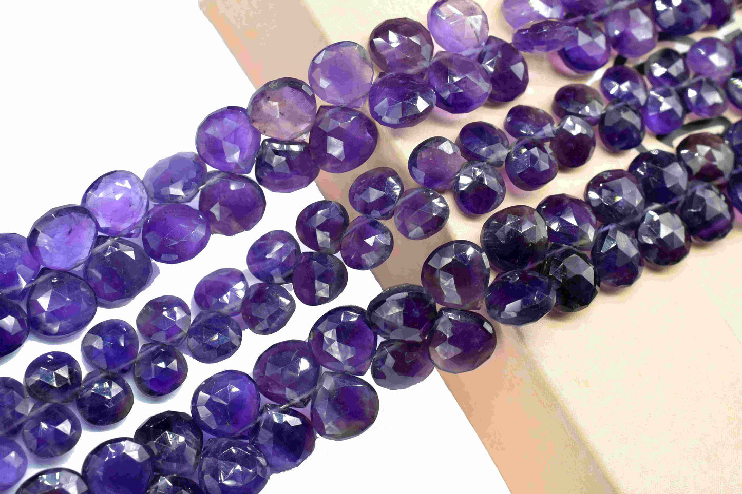 Amethyst 10mm Heart Shape Briolette,Faceted Beads for Jewelry Making,Natural Gemstone Beads, Amethyst Heart Shape Bead,Amethyst Beads Strand