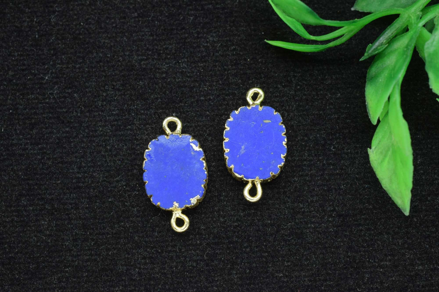 Lapis Lazuli Pendant Charm,Handmade Cabechon Pendant necklace,Lapis Pendant Jewelry Supply,Gemstone Electroplated,Double Bail Connector,Gift