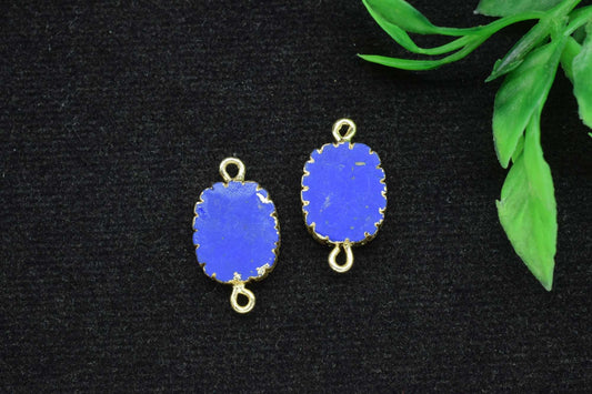 Lapis Lazuli Pendant Charm,Handmade Cabechon Pendant necklace,Lapis Pendant Jewelry Supply,Gemstone Electroplated,Double Bail Connector,Gift