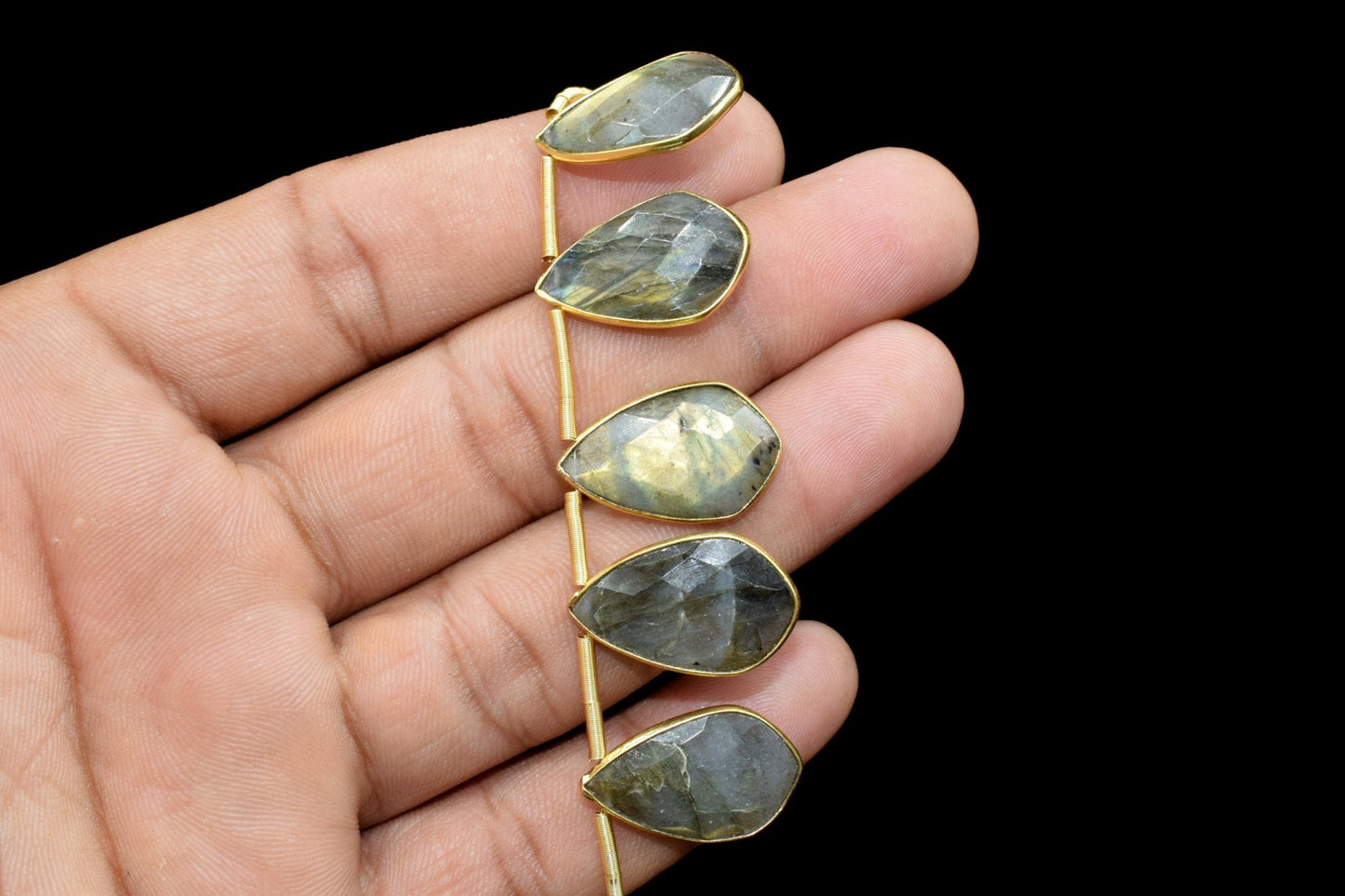 Labradorite 12x20mm Gold plated 10 pieces strand,Labradorite Single Bail  Connector Pendant Making Jewelry Supplies,Natural stone pendant,