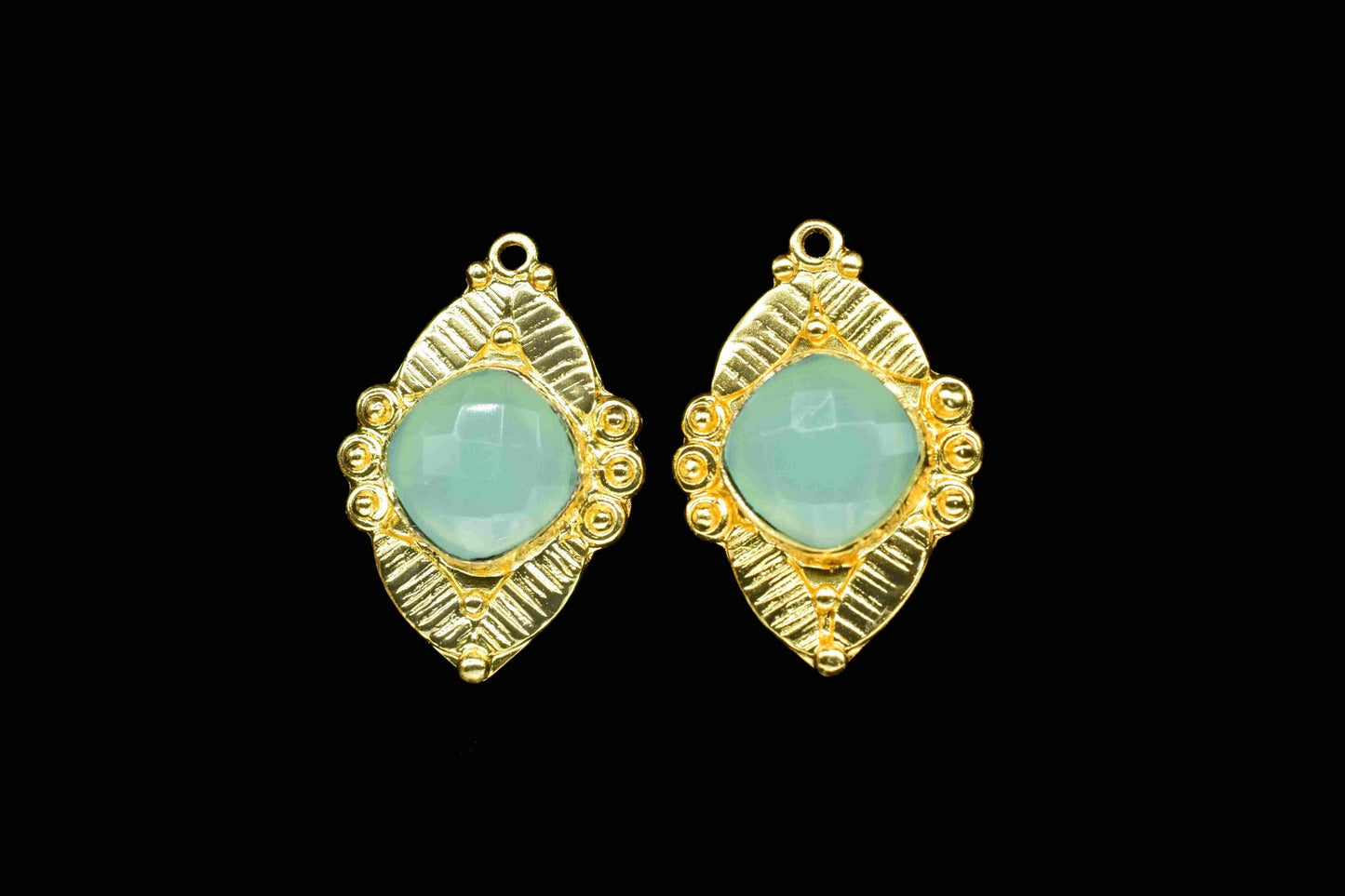 Aqua Chalcedony 10mm Cushion Shape Connectors,Gemstone Ear Post Studs Connector Jewelry,Aqua Earrings Jewelry,Aqua Gemstone Pendant Jewelry