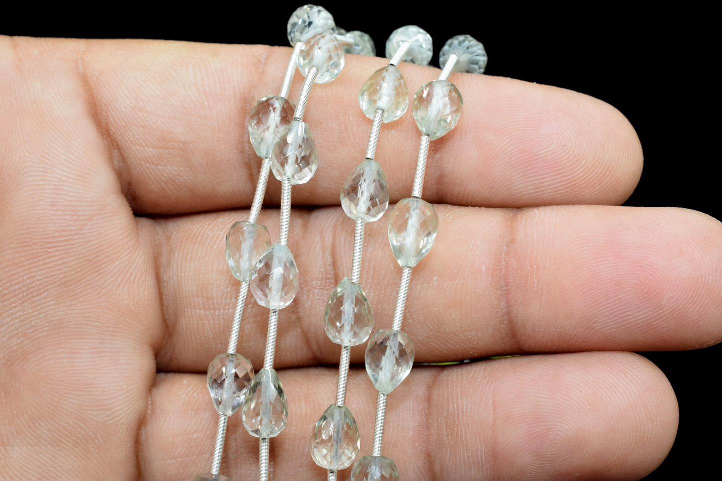Green Amethyst Drop Briolettes,Green Amethyst drops strand,Jewelry making beads,Supplies beads,Amethyst Pear shape Briolette strand,Gemstone