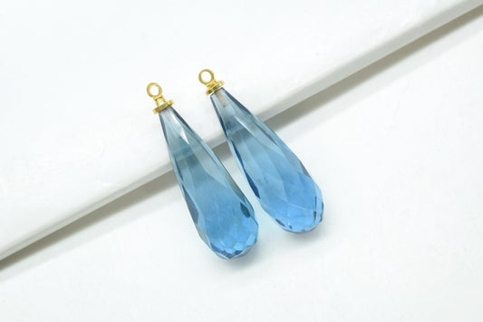 Blue Kyanite Teardrop Pendant,Kyanite Gemstone Pendant Charm,Craft Supplies,Jewelry Making Supplies,Long Teardrop Pendant,Gemstone Connector