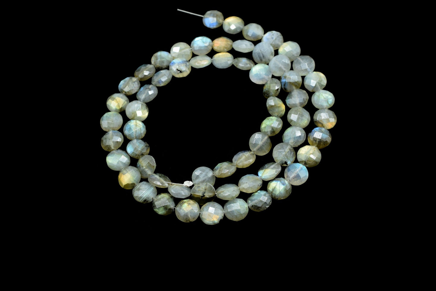 Labradorite 8mm Coin Shape Beads,Faceted Briolettes,Gemstone beads, jewelry supplies,Flashy Labradorite Faceted Coins,Labradorite Briolettes