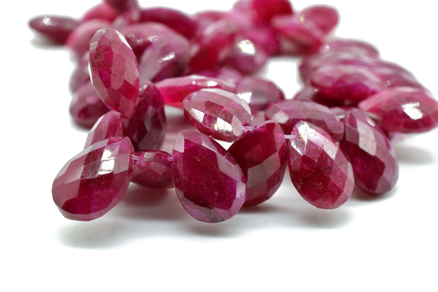 Ruby 9x13 Briolettes,Natural Ruby Beads,Faceted Ruby Beads,Ruby Beads,Ruby Faceted Pear Briolettes,Ruby Drops,Jewelry making beads,Supplies