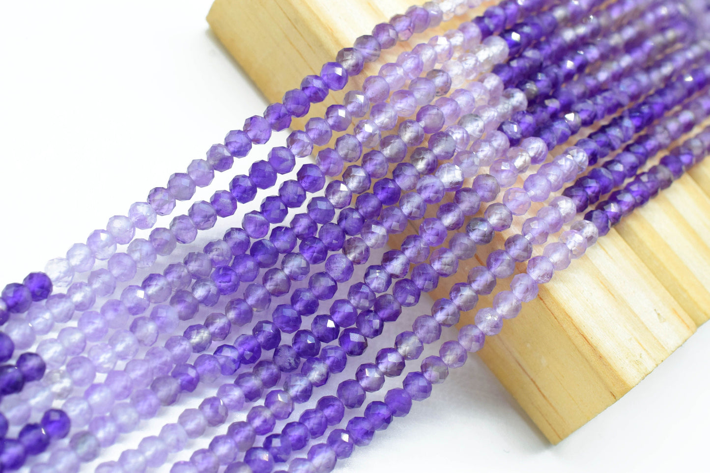 Amethyst Faceted Rondelle Beads,3mm Rondelle Beads,Shaded Amethyst Beads,13"Strand,Micro faceted beads,Gemstone Beads Jewelry Making supply,