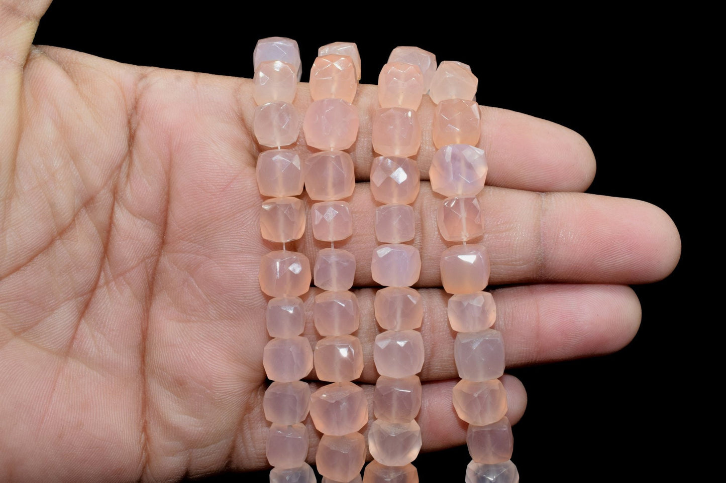 Pink Chalcedony Faceted Cube Beads, Pink Chalcedony Faceted Box,Square Dice Cube beads,8mm Pink Chalcedony Cube,Chalcedony For Jewelry beads
