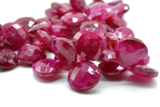 Finest Quality AAA Quality Ruby Faceted 14mm Heart Shape Briolettes,Ruby briolettes for making jewelry,Genuine Ruby Heart Shape beads,ruby
