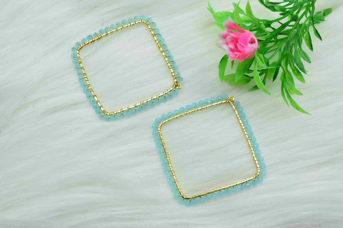 Aqua Quartz Wire Wrapped Earring,Gemstone Component,Handmade Pendant,Dangle Earring Component,Findings Earring Component,Beaches Jewelry,