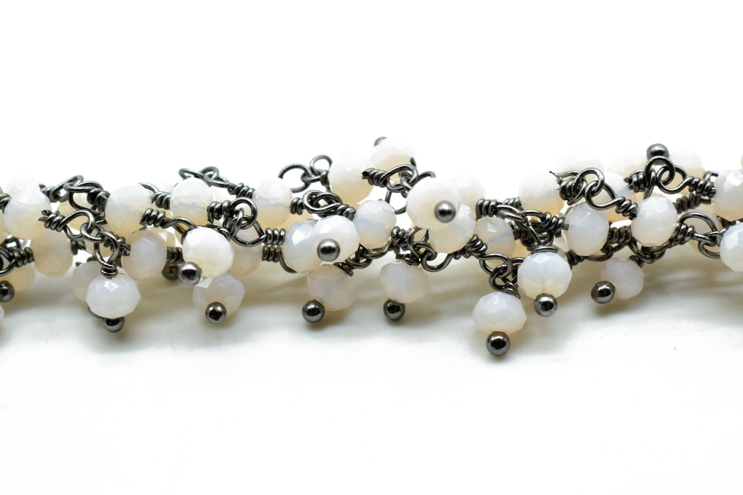 Chalcedony Cluster Beaded Chain,Bead Chain,Dangling Chain,Thick Chain, Gold Wire Wrapped chalcedony Beaded chain,Handmade beaded chains